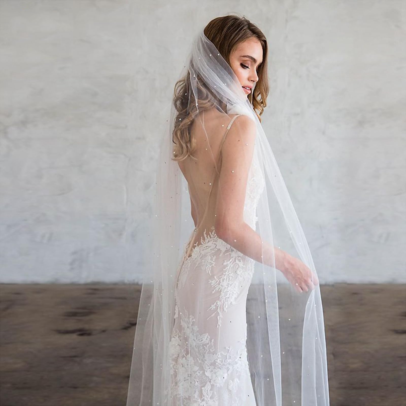 Velo Da Sposa Lungo 3 Metri - Tulle Romantico Con Pettine, Per Abiti Da Sposa - Foto 9