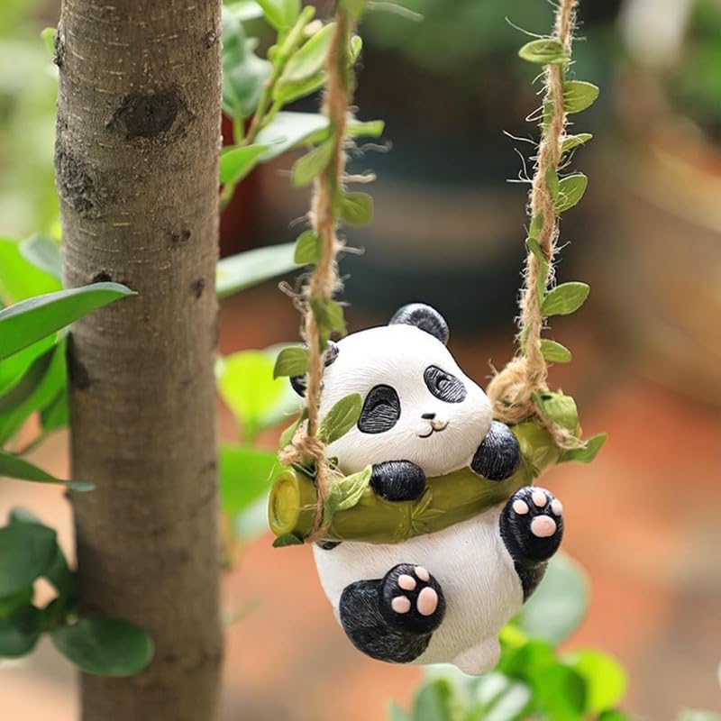 Image of The Decorshed Cute Panda Swing Hanging Dcor - Pack of 1 | Adorable Panda Showpiece for Car Dashboard, Home Wall, Kids Room, Garden & Office Decoration | Gifting Item