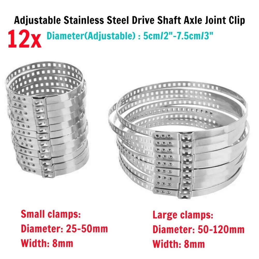 Cuffia giunto omocinetico Kit giunti alberi di tra Morsetto per giunto omocinetico regolabile in acciaio inossidabile da 8 mm per dell'asse di trasmissione, morsetti 50-120 mm/25-50(L)