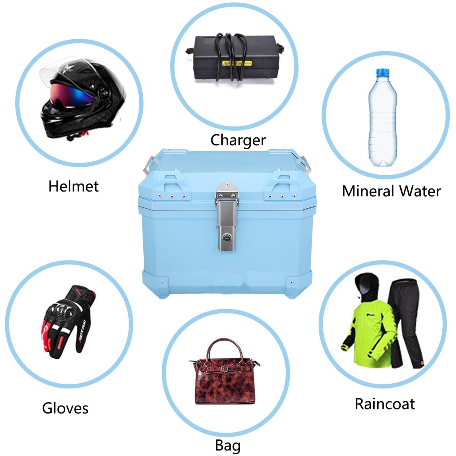Valise Top Case Moto Top Case, 45L ABS Universel Moto Tail Box Trunk Tour Storage avec Serrure De Sécurité pour Casque Bagages(Color:Red,Size:57L)