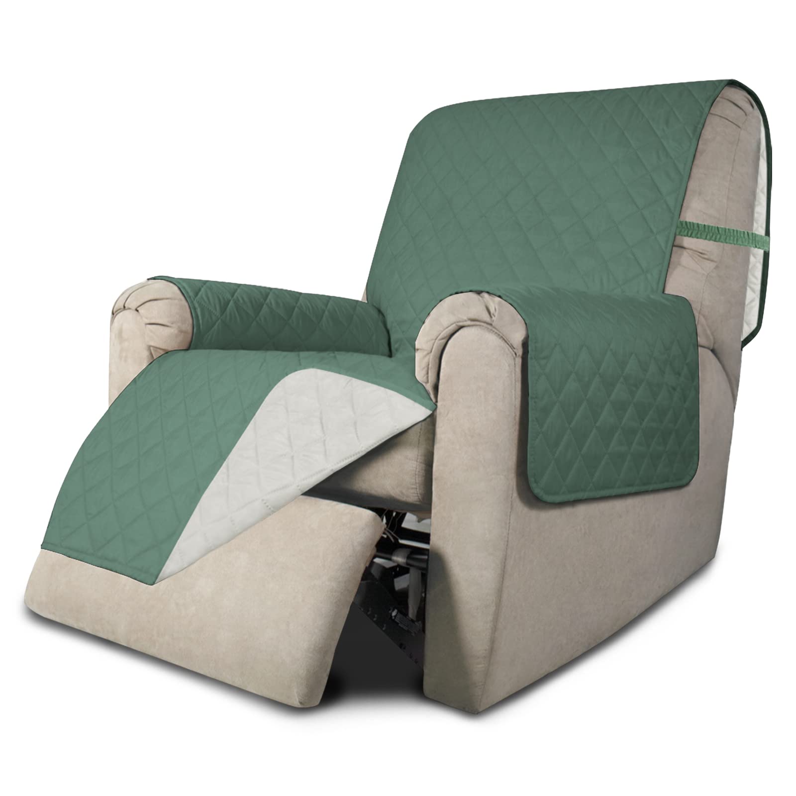 Easy-Going Reversible Couch Cover, Recliner 22 in, Cyan/Ivory