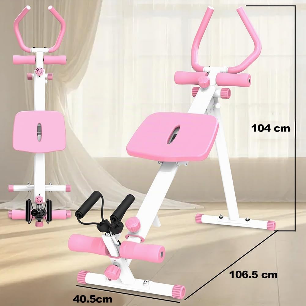 BAKAJI Ab Machine Attrezzatura per Fitness Multiuso Pieghevole con Chiusura Salvaspazio, Vogatore, Macchina per Addominali, Cruncher, Attrezzatura da Palestra in Casa per Home Gym