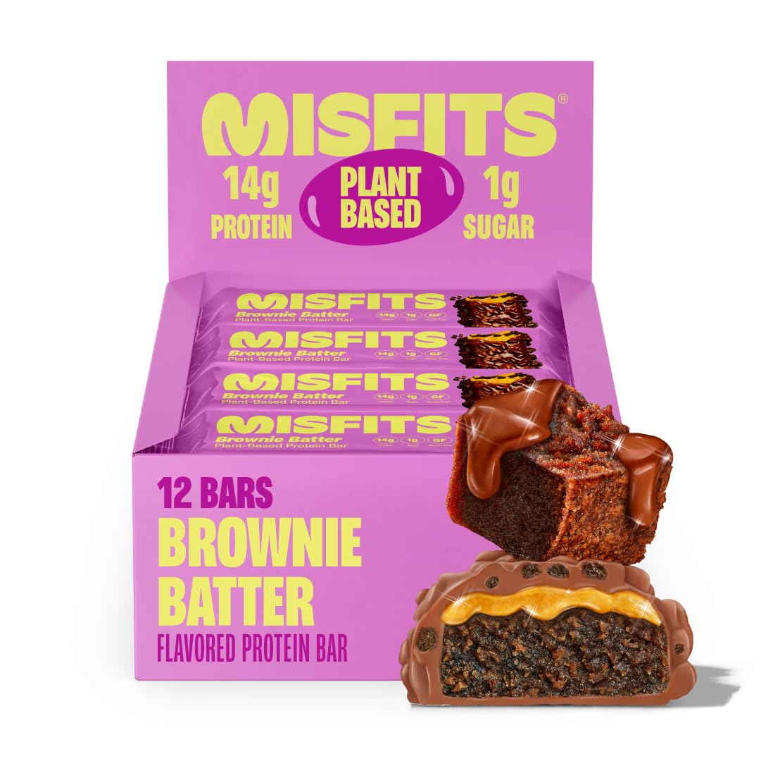 Misfits Protein Bar Variety Pack | Nutrition Bars - 14-15g Protein, 1g Sugar, Plant-based, Low Carb, Non-GMO, Gluten Free Snacks | Vegan Protein Bars | Pack of 12, Multiple Flavors — Amazon image 10