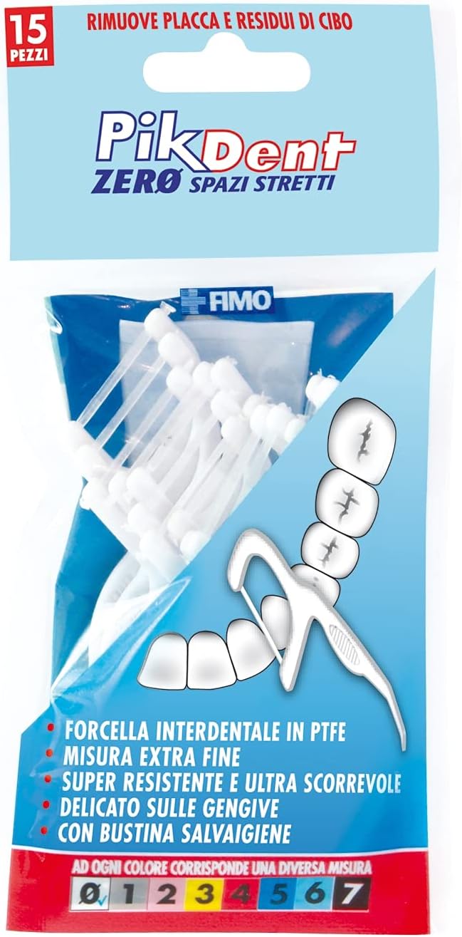 PikDent Zero Tight Spaces - 30 Ultra Glide and Ultra Resistant Interdental Flossers with Teflon Floss. Convenient as a Toothpick, Effective as Dental Floss.