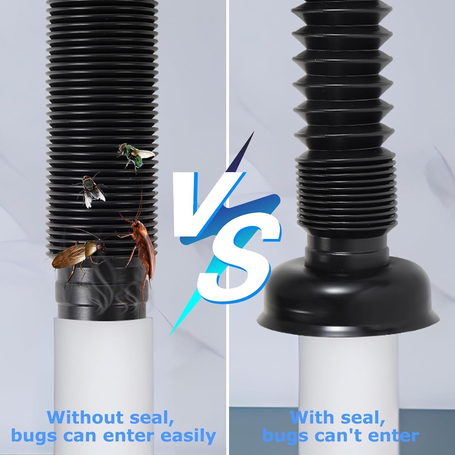 Bathroom Sink Drain Kit, Flexible Sink Drain Pipe P-Trap with Pop Up Stopper and Strainer Basket Hair Catcher, Expandable Bathroom Sink Pipe Replacement Kit for 1-1/4'', 1-1/2'' Holes