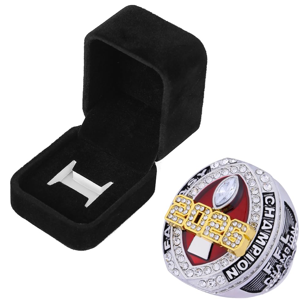 guancrown 2026 Fantasy Football Championship Ring With BoxAward Prize Trophy Sports Winner MVP FFL Ring (4, size 14)