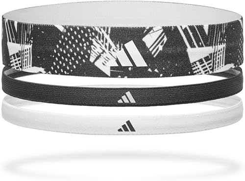 Miniatura 2 de Adidas Juego de bandas para el cabello, dos finas, una gruesa, negra multicolor