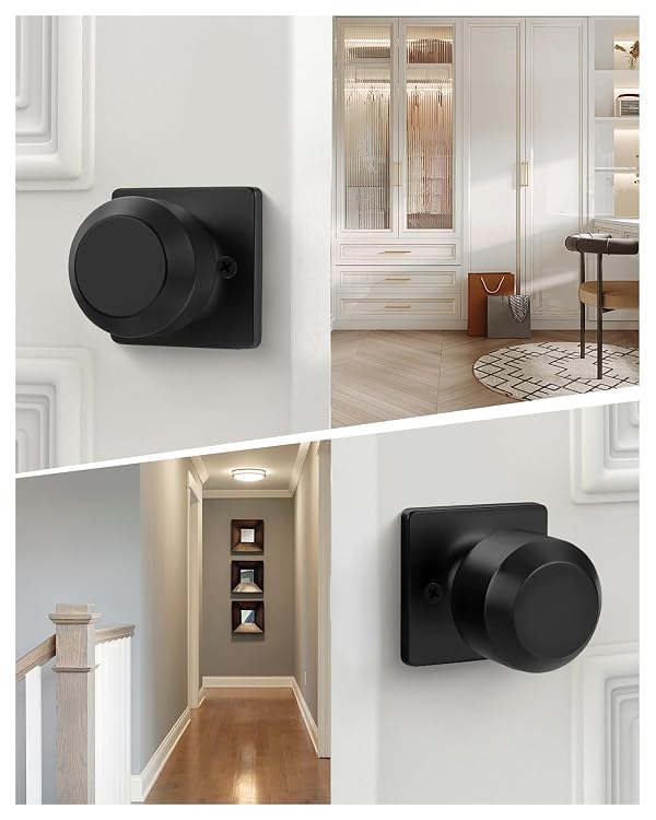Haidms 2 Pieces Black Dummy Door Knob Closet Door Knobs, Matte Black Interior Door Knob Single Side Rectangle Panel by Haidms - Image 6