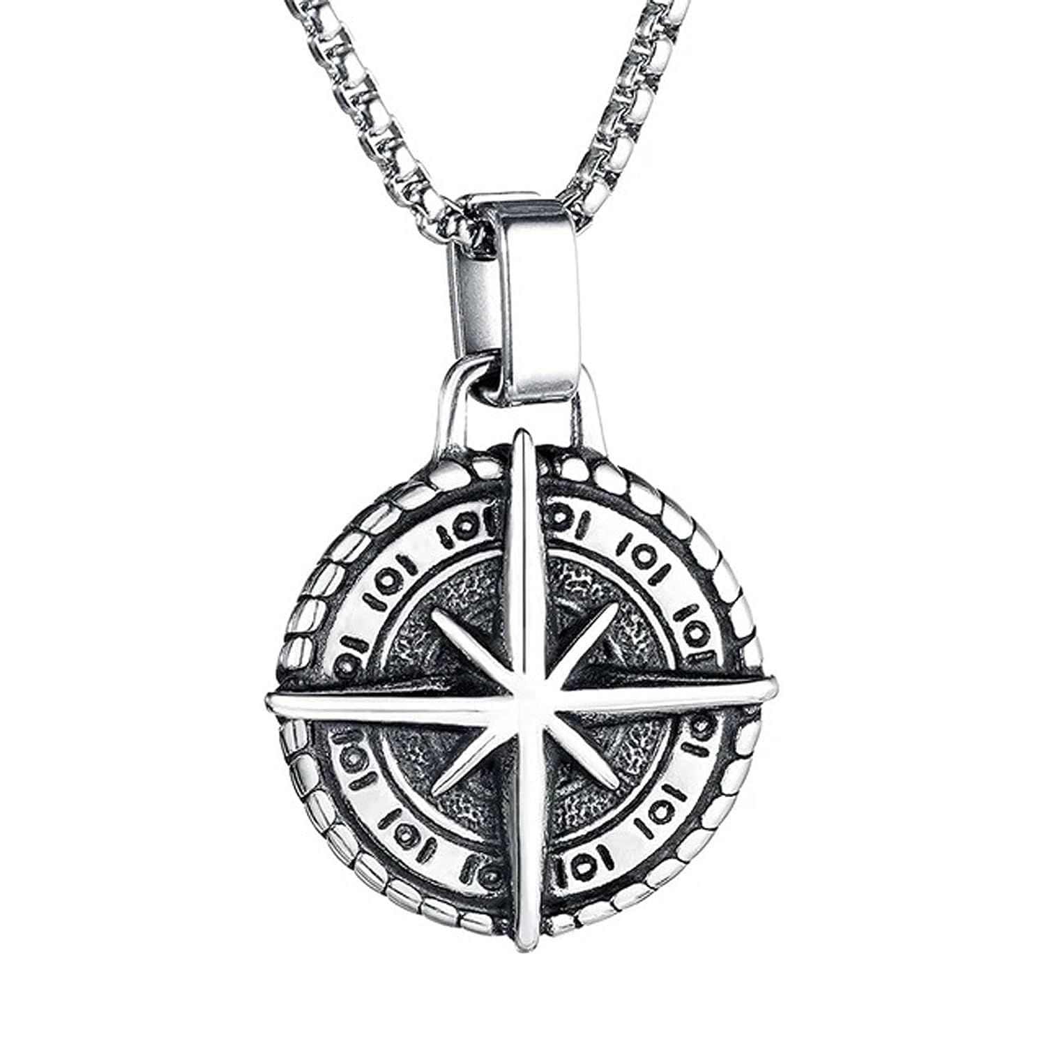 Mahi Oxidised Round Pendant Cross Compass Necklace Chain for Men (PS1101864R) (B0CL6BNGNC) Amazon Price History, Amazon Price Tracker