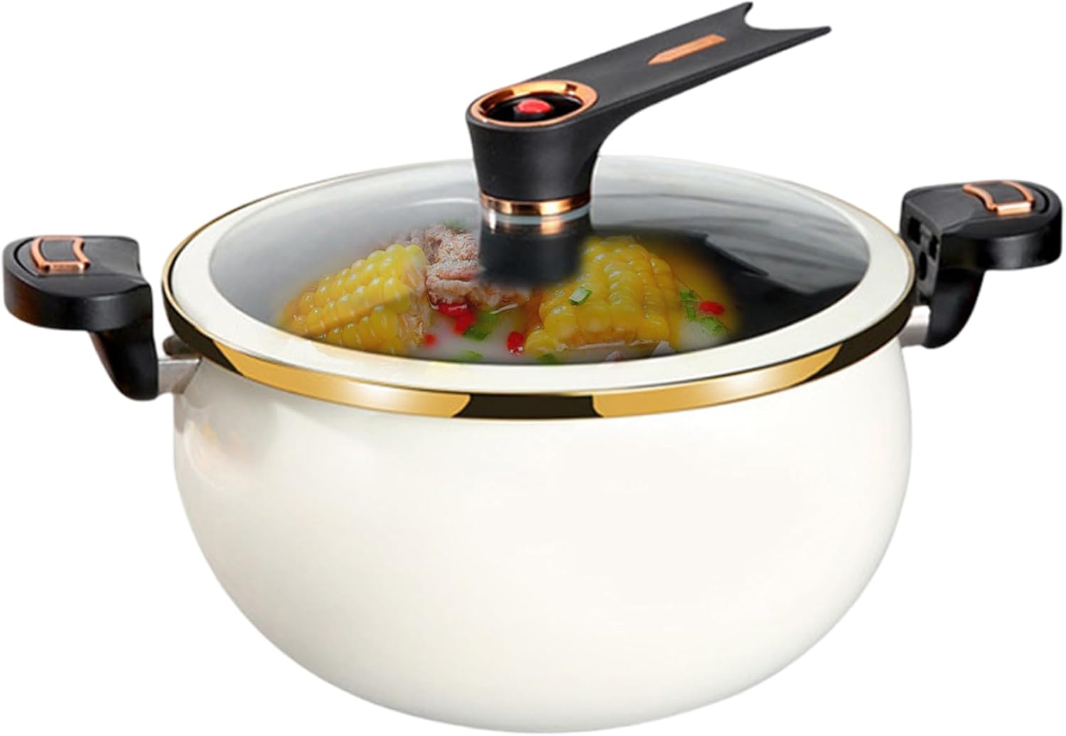 Pressure Pot Mini Pressure Cooker, 8L Fast Heating Pot with Lock Handles, Non-stick Stockpot with Standable See-Through Lid for Gas, Induction