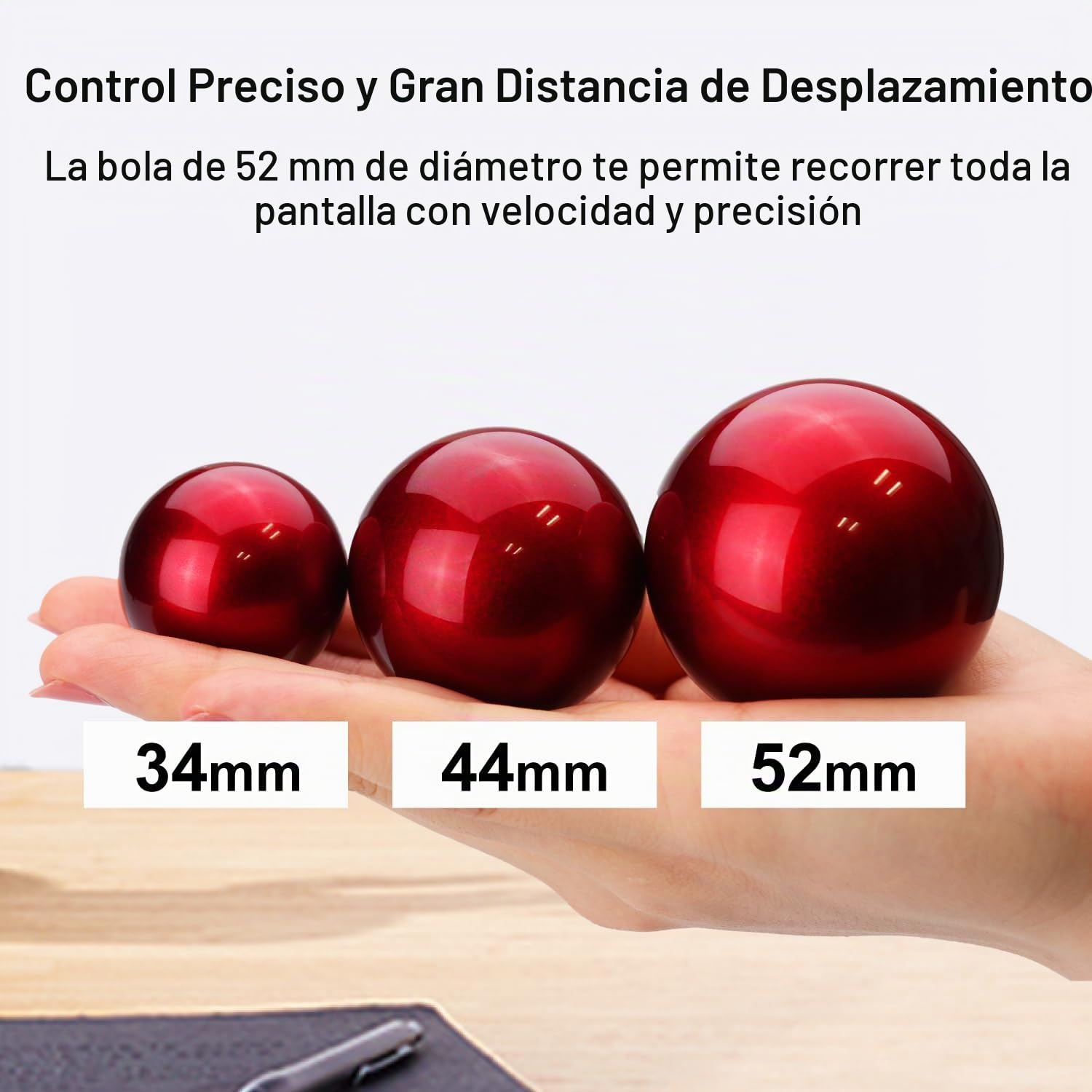 ELECOM Enorme Mouse Trackball, cableado, operado por los Dedos, función de 8 Botones, reposamuñecas Adjunto, Bola roja Lisa de 52 mm Windows11, macOS (M-HT1URBK)