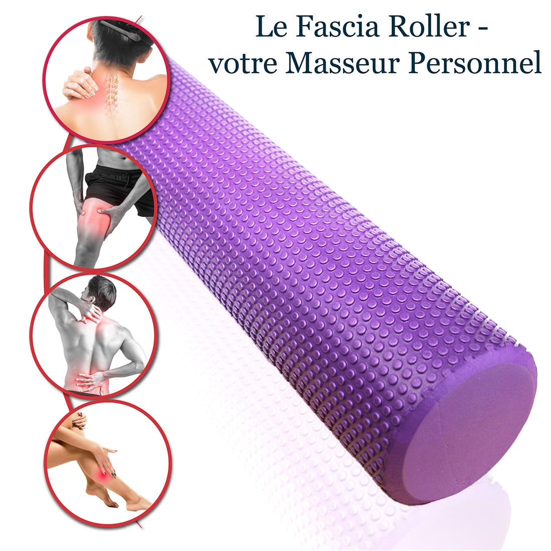 Rouleau de Massage Dos en Mousse EVA; Soft Trigger Point Fascias Foam Roller pour Relaxation et Recuperation Musculaire; Rouleau Massant Yoga Pilates étirement du Dos