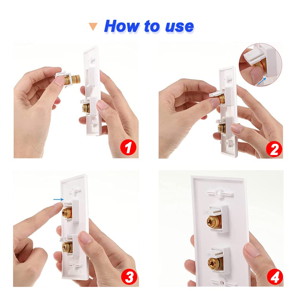 2X Muro Presa A Porta Connessione Socket con 2 Banana Jack Speaker