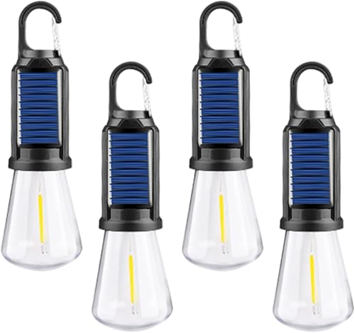 4 unids luces solares de tienda de campaña impermeable LED bombilla solar USB recargable portátil al aire libre lámpara colgante con gancho para