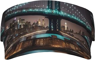 New York Manhattan Bridge Night Print Practical Uv Protection Sun Cap Outdoor Adventure Hat Hiking Camping Golf Beach Black