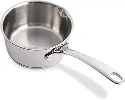 DEAYOU Panela medidora de aço inoxidável 18/10, aquecedor de leite de 482 g, panela de 482 ml, aquecedor de leite com bicos duplos, panela pequena de 500 ml para topo de fogão, derretimento de chocolate, aquecedor de sopa de chá de café