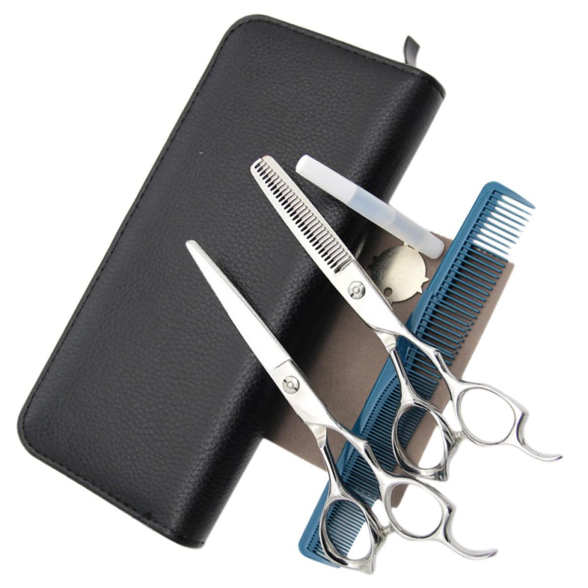 Tijeras de Peluquería, Tijeras Cabello, Acero Inoxidable, Corte Recto y Entresacado, Diseño Ergonómico, para Barbería y Uso Doméstico, y Mayores