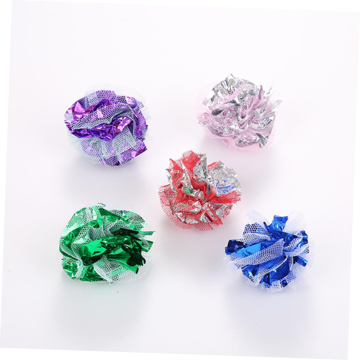 CORHAD 20pcs Cat Crinkle Balls Lightweight Lace Balls for Fun Scratching Chasing Pouncing Squeaky Teaser for Indoor Cats Kittens Random Color