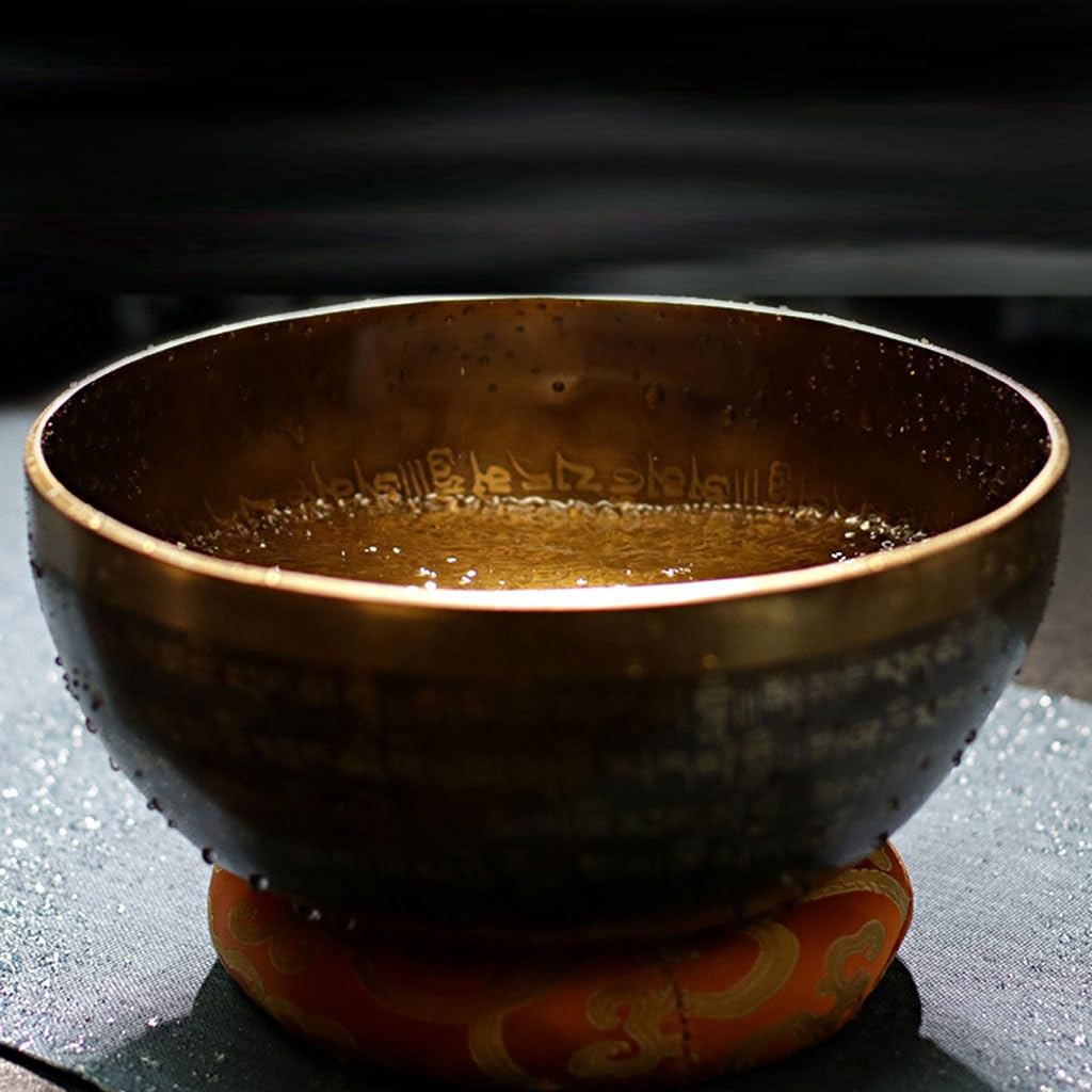 Bol chantant tibétain fait main, son de Bouddha, méditation, carillon en cuivre, ornement sonore(12CM)