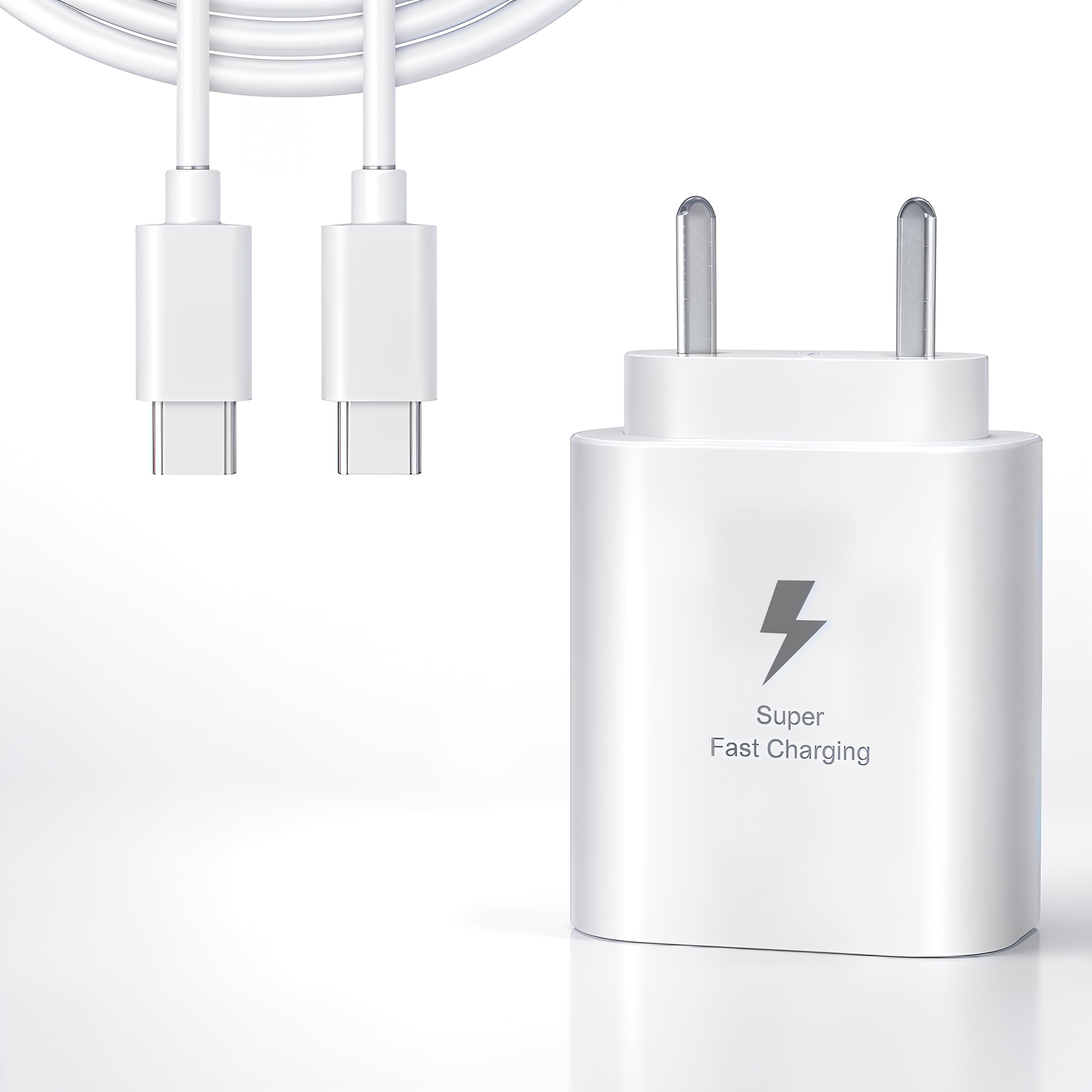 MAK 25W Charger with Cable for Samsung Galaxy M14 5G Charger Adapter Compatible with Galaxy M14 Charger, 25 Watt USB Type C to C Pd Charging Adapter C Type, White-image-42