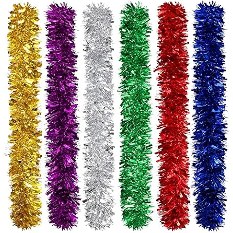 Fovths 6 Pieces Colourful Christmas Tinsel Garland Cover