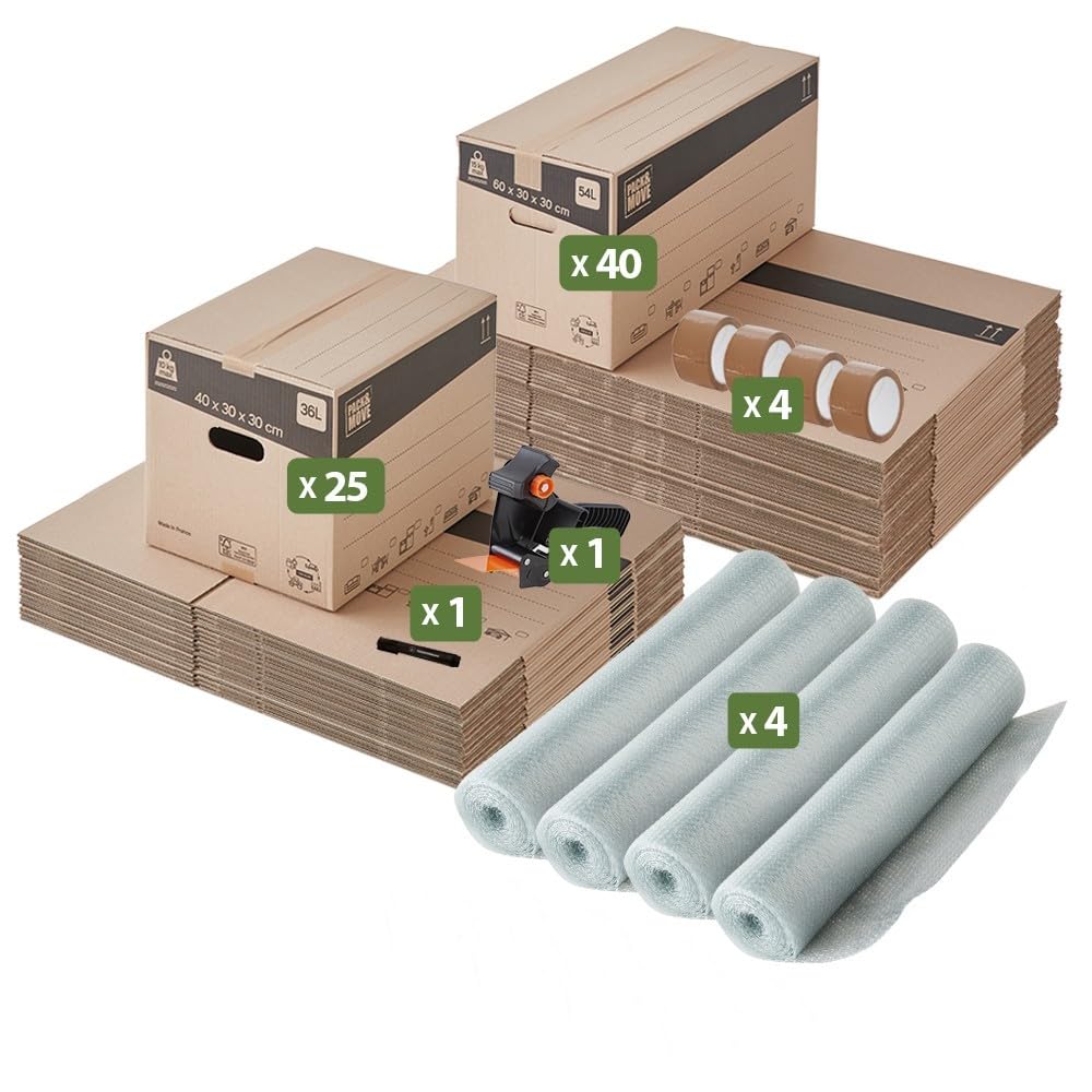 Pack and Move – T5/T6-Umzugsset + schwarzer Marker und 4 Klebstoffe im Angebot