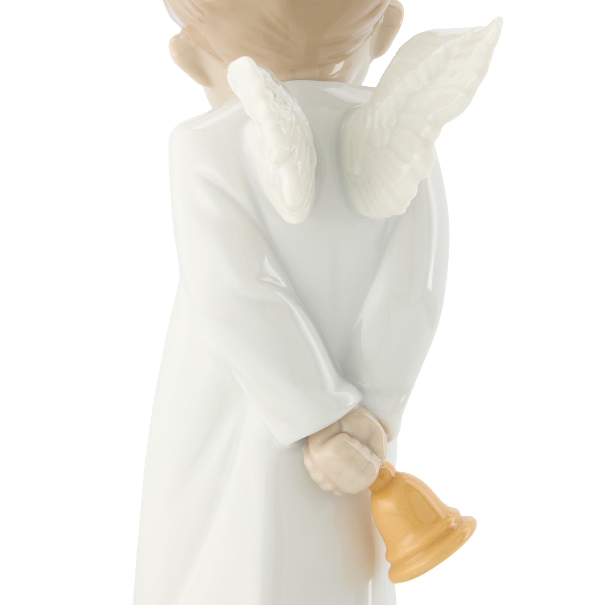 NAO Angelito Repicando. Figurita de Ángel de La Guarda con con Campanita en Las Manos. Escultura Ornamental de Angelito en Tonos Pastel para Decoración