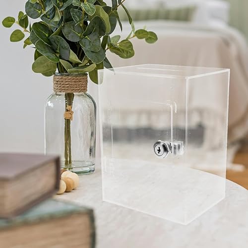 Miniatura 9 de Alipis Alcancía transparente, caja de acrílico para ahorrar dinero, caja de sugerencias, buzón de correo, urna de ahorro, moneda, dinero, alcancía,