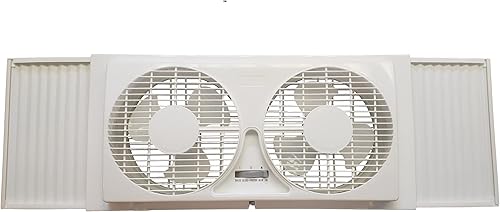 Miniatura 3 de JOEY'Z Ventilador de ventana doble de 9 pulgadas con control de flujo de aire reversible manual, expansores de bloqueo automático e interruptor de