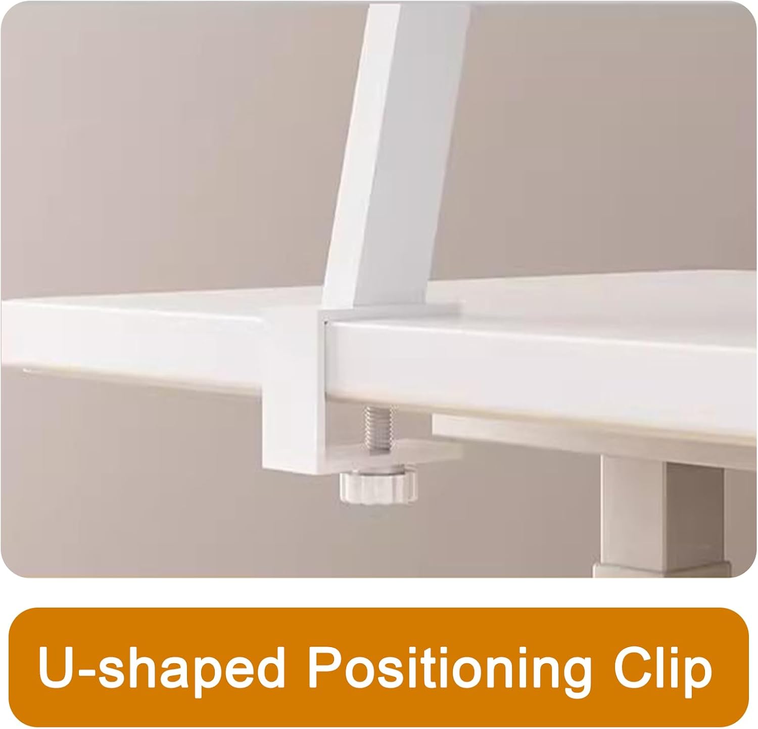 Clamp on Desk Shelf, 31.5x7.8in Desktop Extender Klemmbares Schreibtisch Organizer Regal Adjustable Floating Desks Shelf for Office, Dorm, Home Desk Organization, White