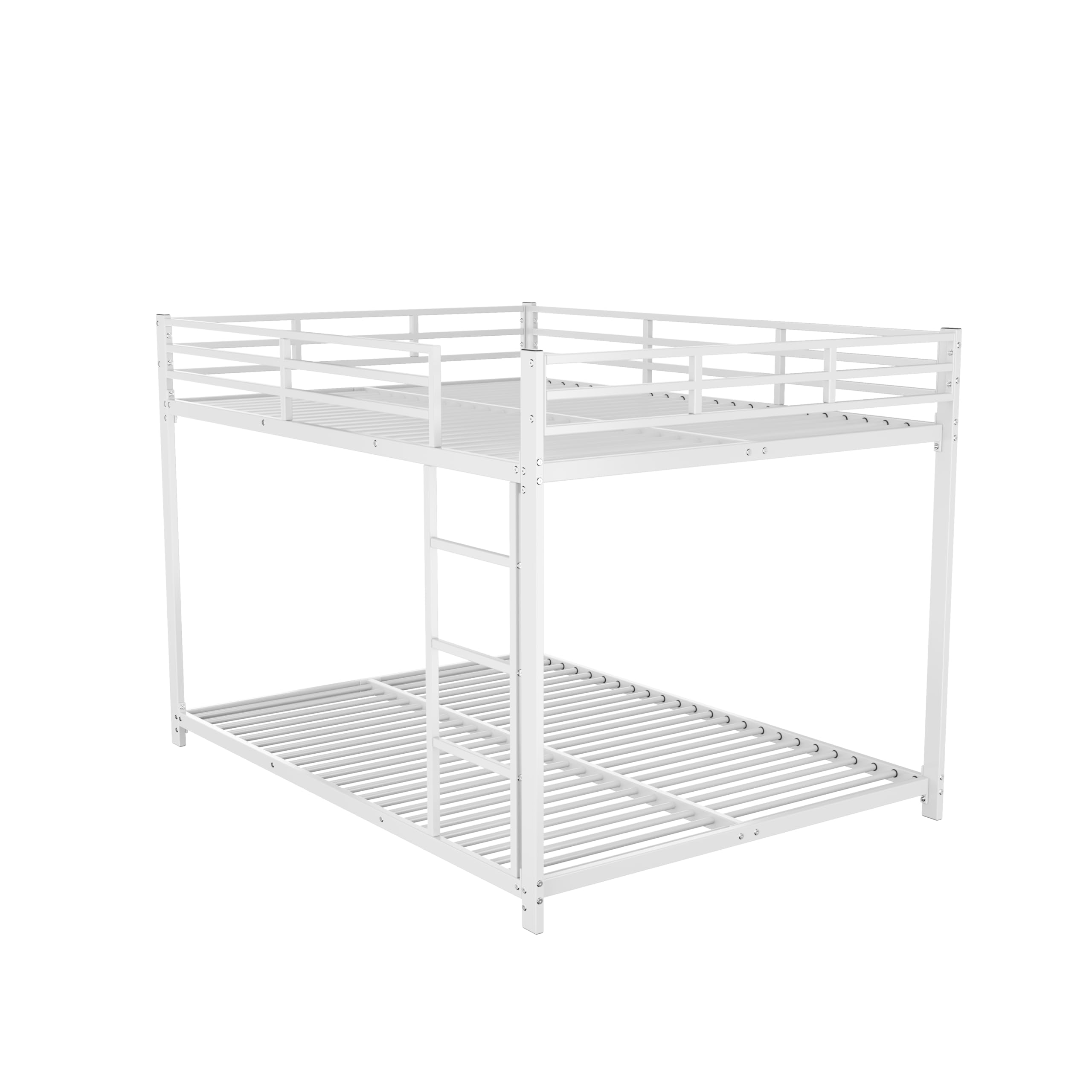 Cama alta de 140 x 200 cm, litera para 2 niños, estructura de metal, literas con barandilla alta estable, color blanco (blanco, 140 x 200 cm)