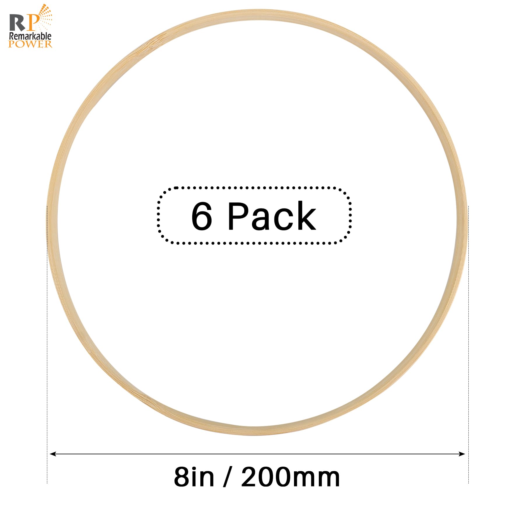 6 Stück Holz Bambus Floral Hoop 20,3 cm Makramee Floral Hoop Ringe Kranz Ring für DIY Traumfänger Hochzeit Kranz Wandbehang Dekor