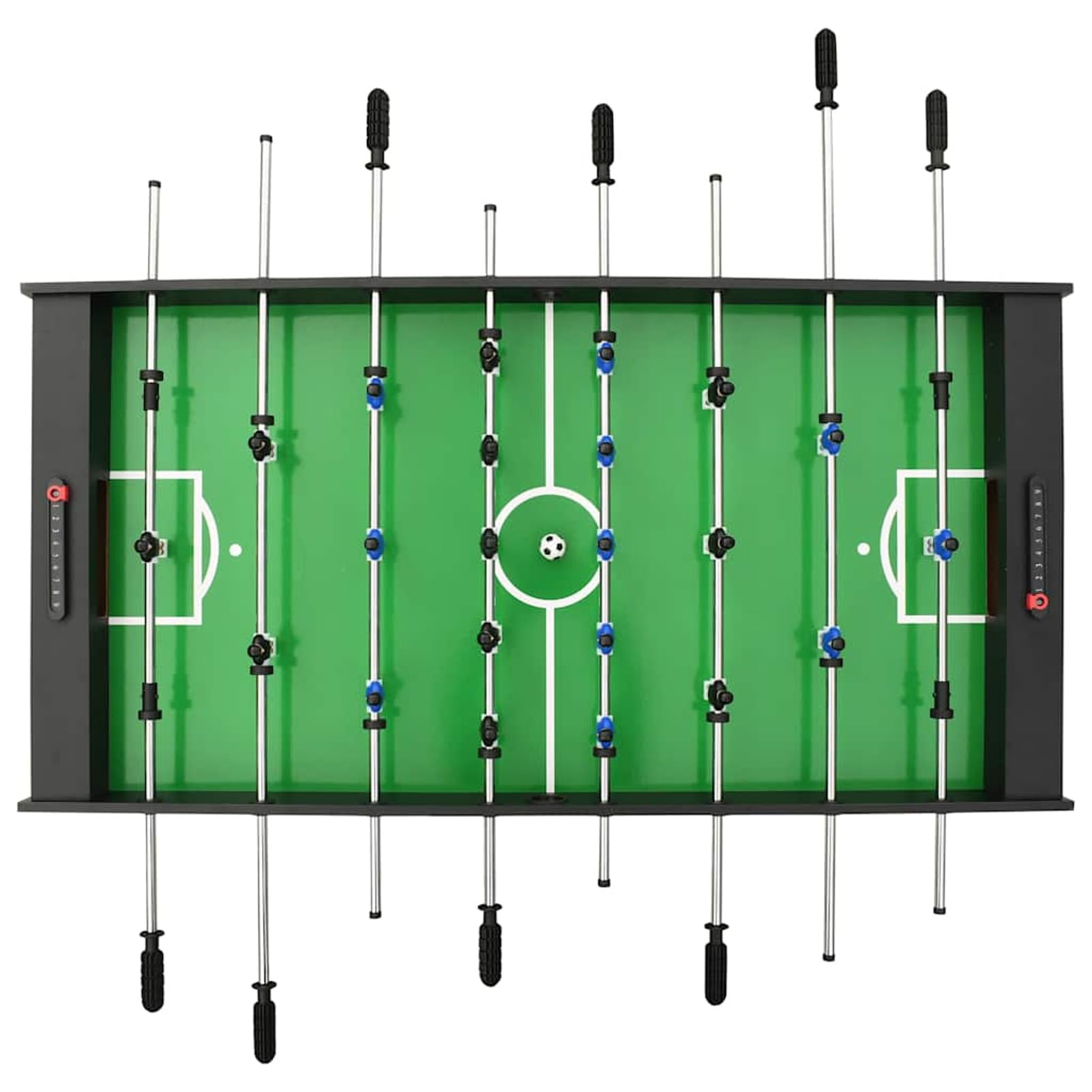 Calcio Balilla Pieghevole Robusto Antiscivolo con Palline Aste Scorrevoli Tavolo Calcetto Biliardino Nero 121x61x80 cm in MDF e Acciaio