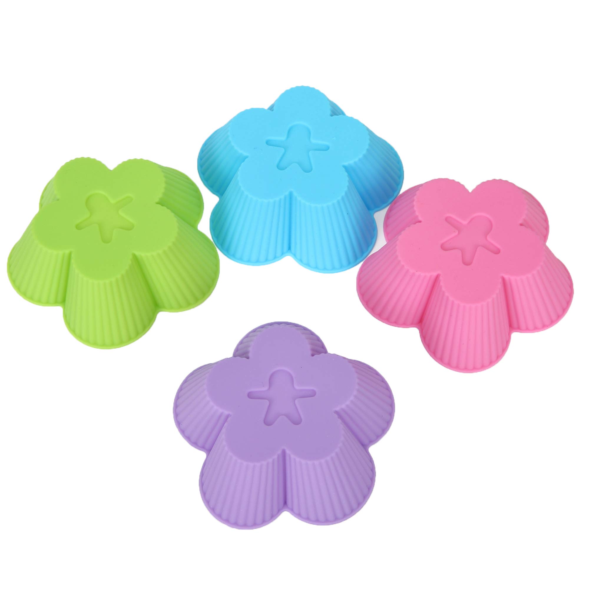 Clazkit Silicone Reusable Round Flower Shaped Muffin Moulds (Multicolor) -Set of 8,Multicolour