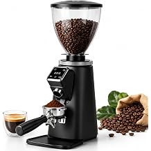 Flat Burr Coffee Grinder, Professional 64mm Flat Burr Coffee Grinder Black