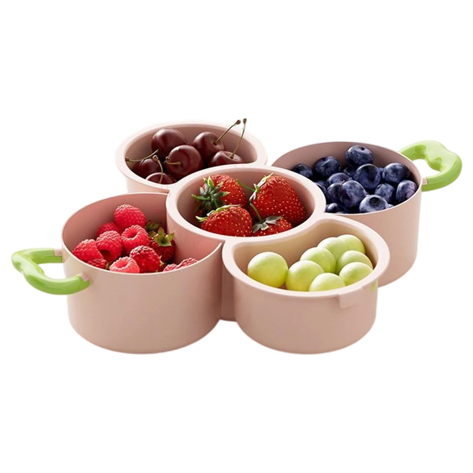MALSSE Of 1 Removable Drain Basket Fruit Bowl Double Layer Design for Hygienic Storage Snacks and Fruits PP Multipurpose