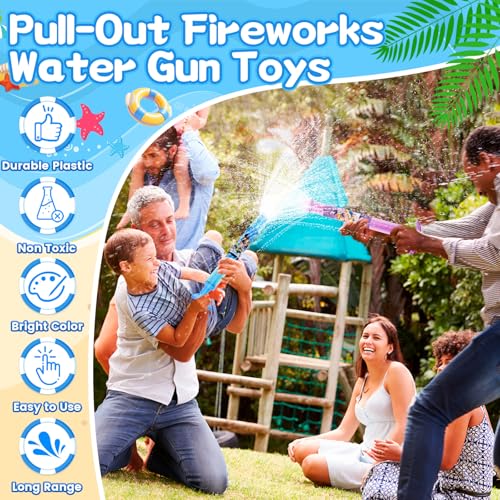 4 Stück Feuerwerks Wasserpistole, Water Gun, Wasserspritze Kinder, Feuerwerk Wasserpistolen Wasserspielzeug für Kinder Erwachsene, Wasserspielzeug für Outdoor Pool Beach Garten