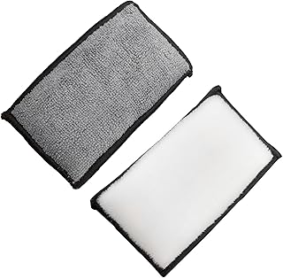 Augeny 2 PCS Car Interior Scrubbing Sponges, Super Soft Microfiber Auto Detailing Scrub Pads, Vehicle Cleaning Applicator Pads Safe on Leather, Plastic, Vinyl and Upholstery (Gray & White)