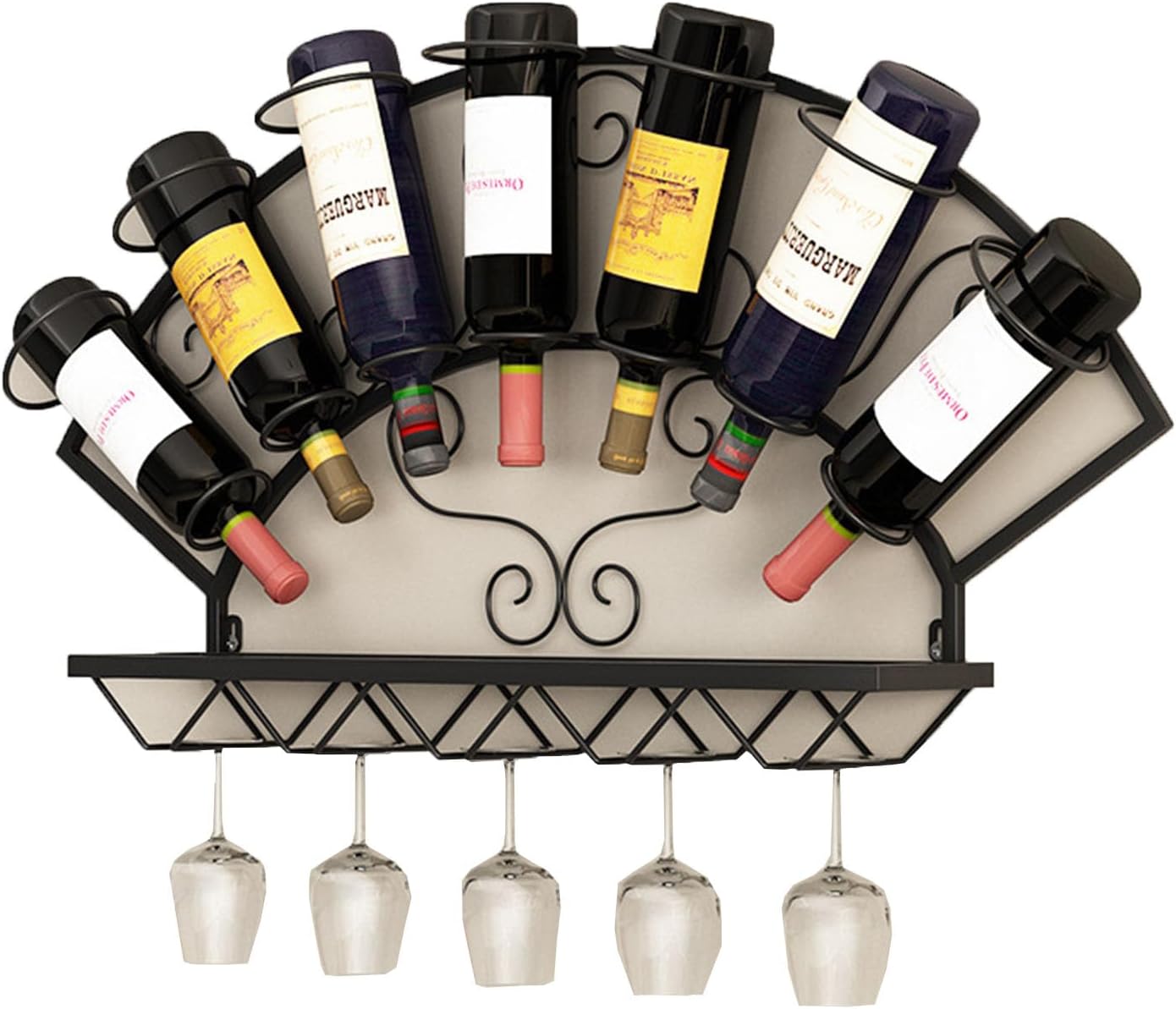 Iron Display Stand Decorative Wine Rack, for Bar Living Room Dining Room Background, Wall Mounted Wine Racks, Wall Mounted Wine Rack, Metal Wine Bottle and Glass Holder