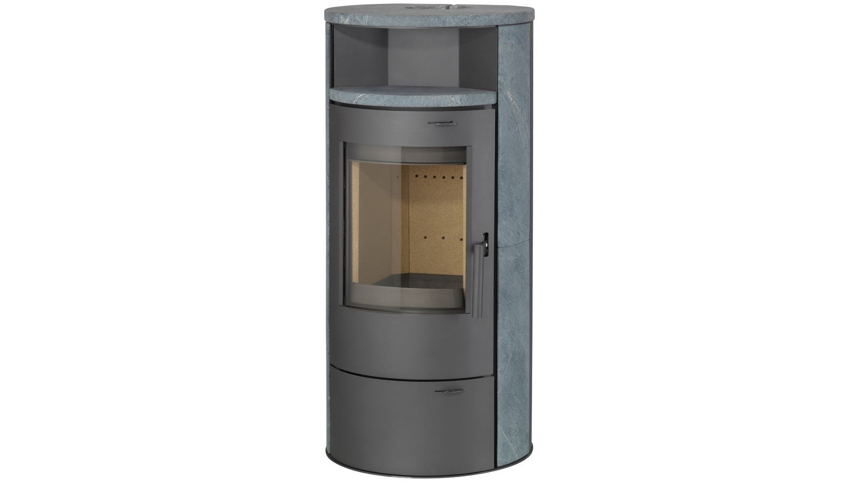 THERMIA Kaminofen München, Naturstein, 7 kW, Dauerbrand, Automatik grau