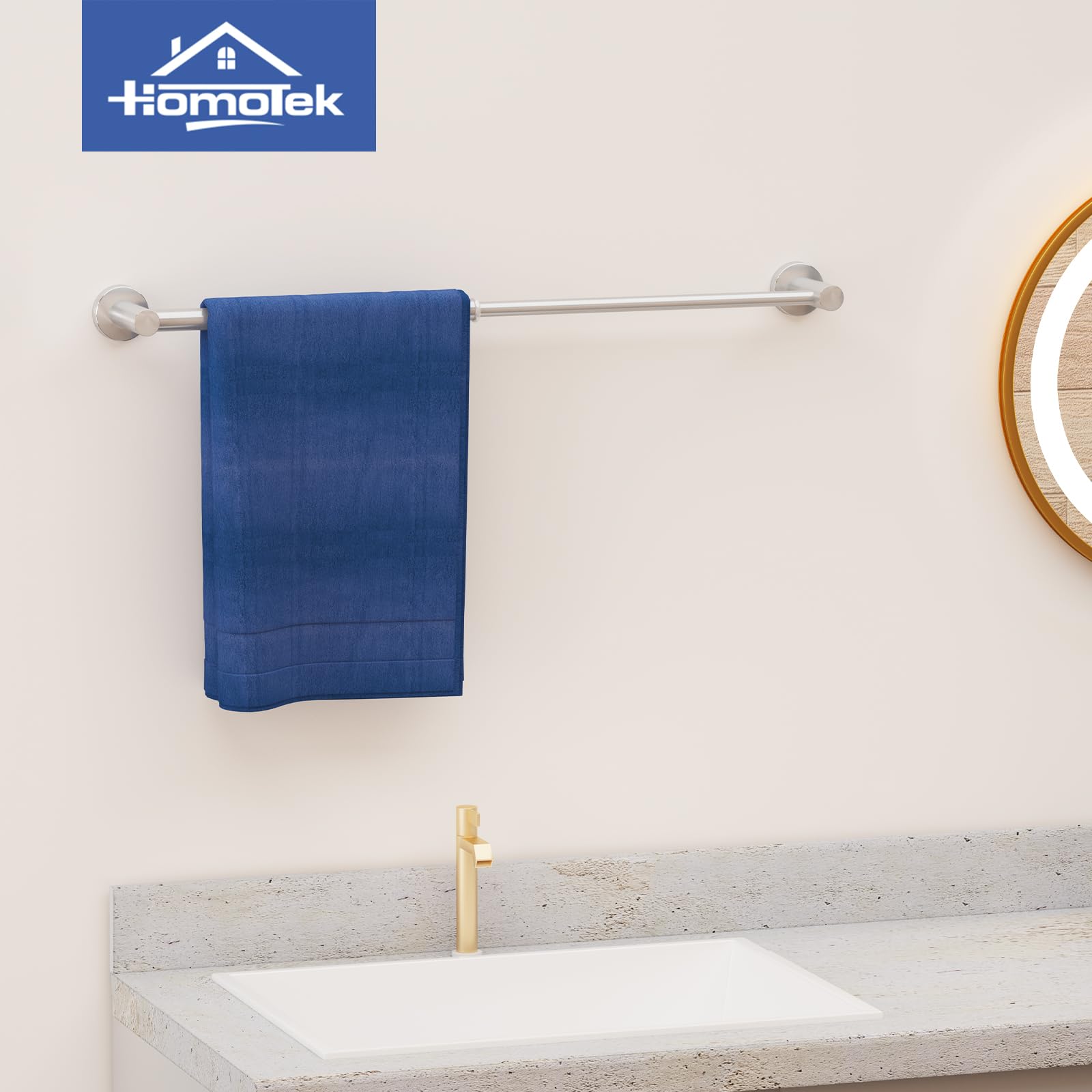 Homotek - Pack de 2 toalleros ajustables, de 30,5 a 55,9 cm, para montaje en pared, soportes para toallas de baño y cocina, acero inoxidable cepillado, toallero simple