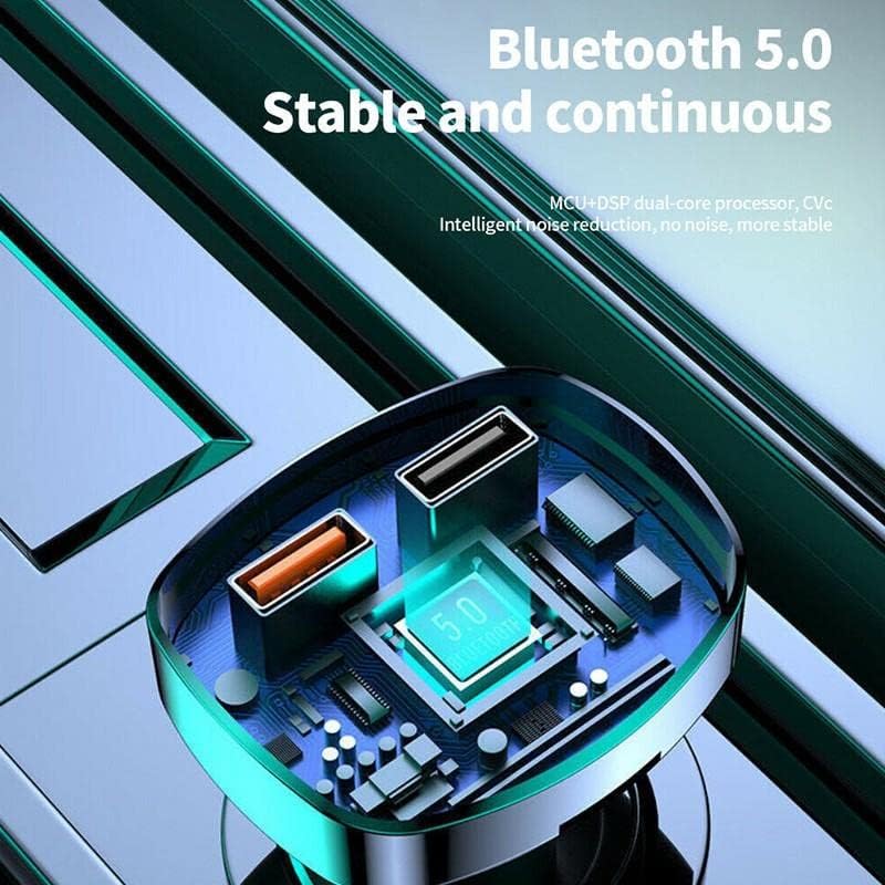 Bluetooth 5.1 FM Transmitter for Car, 42W PD&QC3.0 Dual USB Port Fast PD Car Charger Wireless Bluetooth FM Radio Adapter Bass Sound MP3 Player FM Car Kit with Hands-Free Calling Support USB Drive