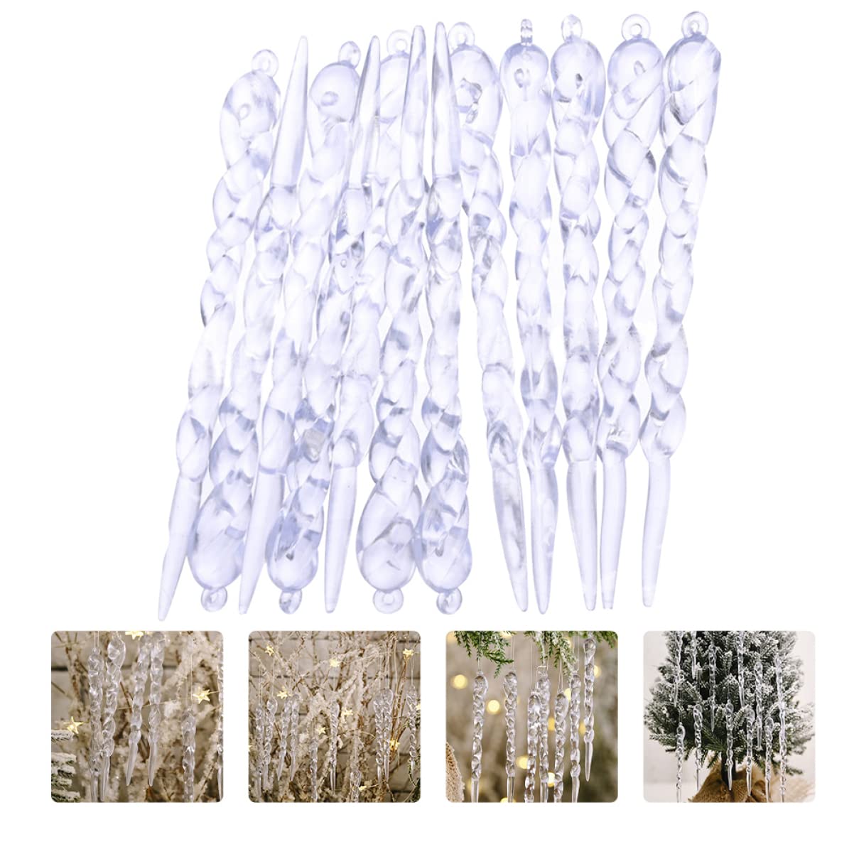 PRETYZOOM 192stücke Acryl Eiszapfen Weihnachtsbaum Transparente Twisted Weihnachtsdekoration Für Partys Und Feiertage Langlebig Und Vielseitig Einsetzbar