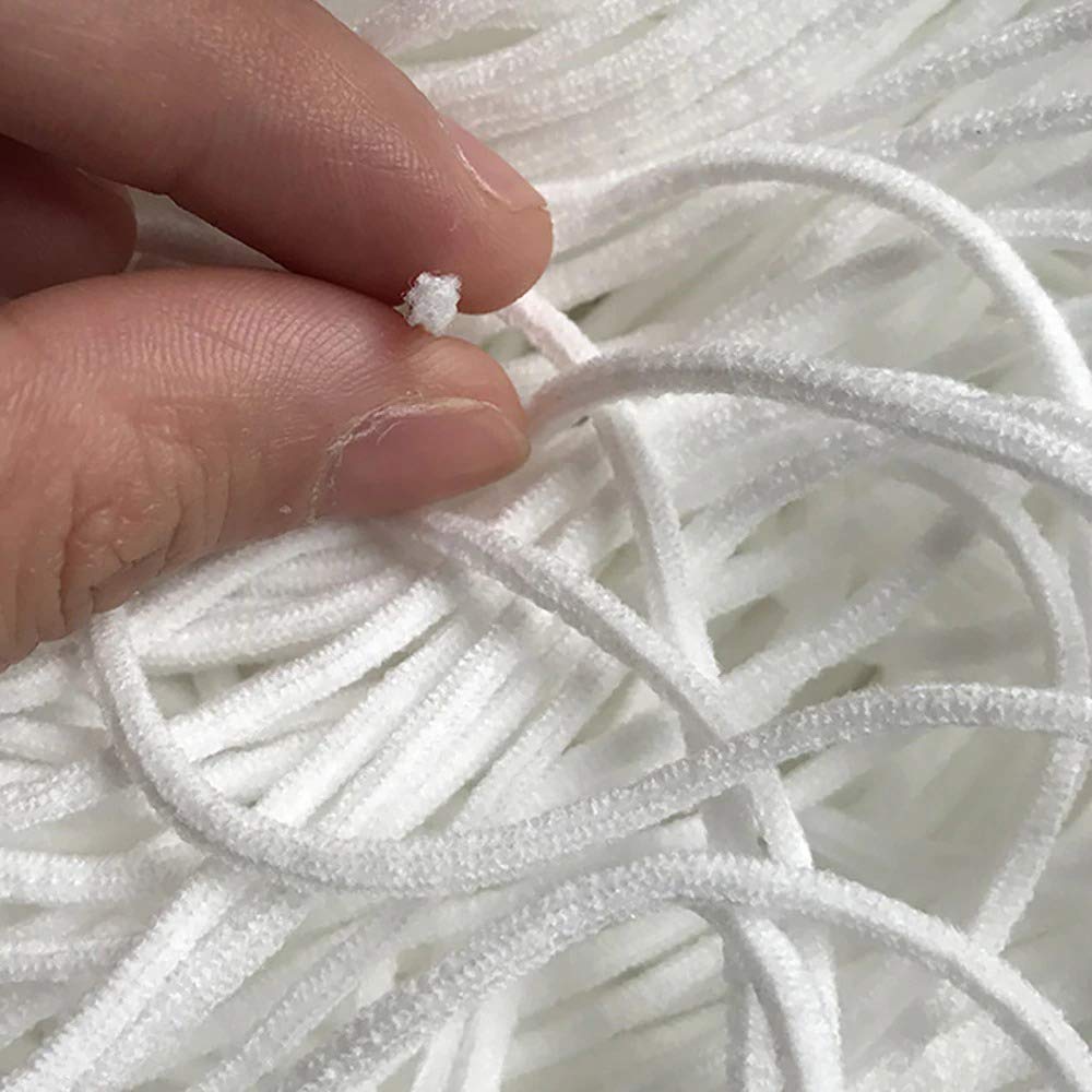 M Fabrics White Spandex Round Elastic Cord 1.5mm 20 Meter Soft Stretch Earloop Strap for Mask Making DIY Sewing and Craft Projects 2