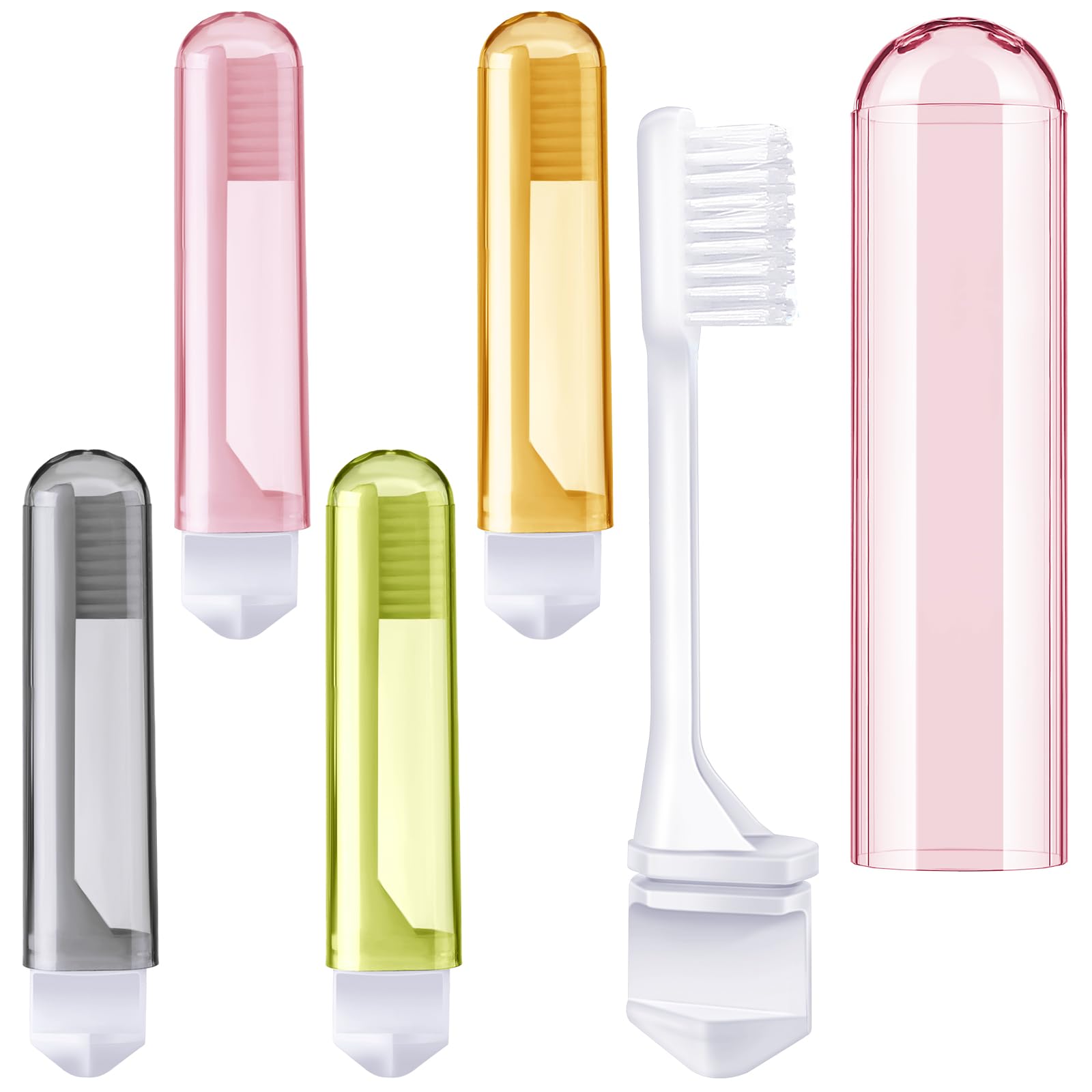 Patelai 4 Pcs Travel Toothbrush Mini Foldable with Case,Mailard Color