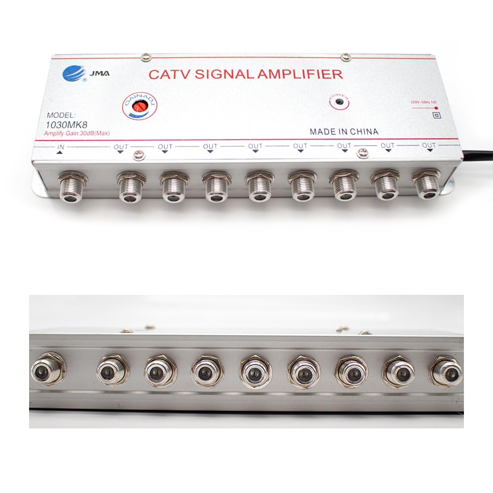 Toplionace Amplificateur de Signal CATV 220V, Amplificateur de Signal de Télévision Par Câble Numérique Analogique 1-in 8-out 30DB, 1030MK8