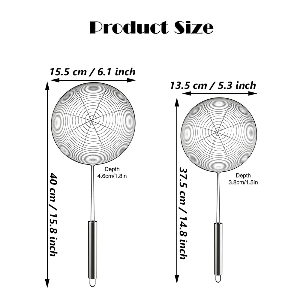 Aieraczy Spider Strainer Skimmer, Slotted Strainer, Stainless Steel Frying Spoon for Kitchen Cooking Oil Filter, Pasta - Image 2