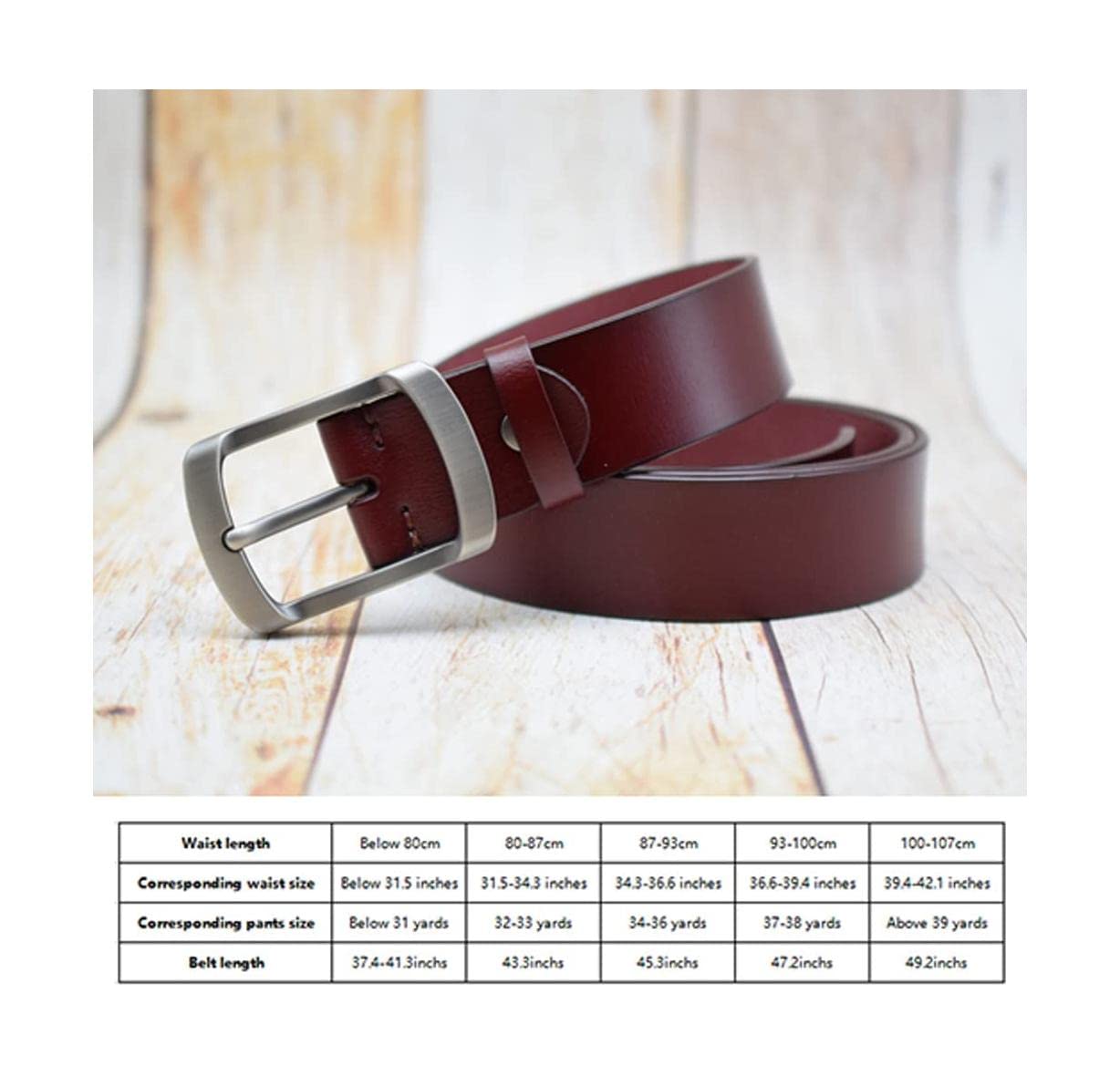 Ceinture 100% Cuir de Vache pour Homme Boucle ardillon Ceinture de Pantalon élargie réversible pour Le Travail et Les Affaires 3.8cm Largeur Ceinture 100% Cuir