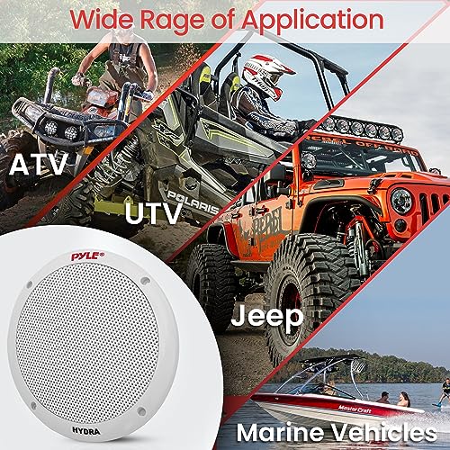 Image of Pyle 6.5 Inch Dual Marine Speakers-2 Way Waterproof & Weather Resistant Outdoor Stereo Sound System with 400 Watt Power,Polypropylene Cone & Butyl Rubber Surround-1 Pair PLMR605W(White) (Pack of 12)