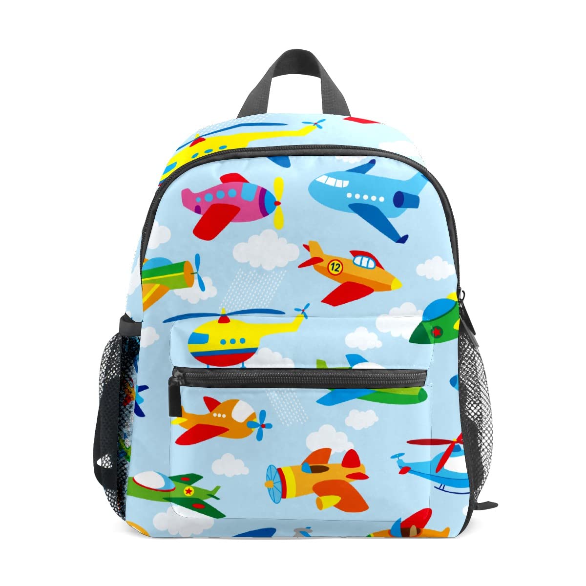 FCZ Cute Airplane Backpack for Boys & Girls, Lightweight Waterproof School Bag, 10 x 12 x 4 inches, Perfect for Daycare, Preschool, Kindergarten,